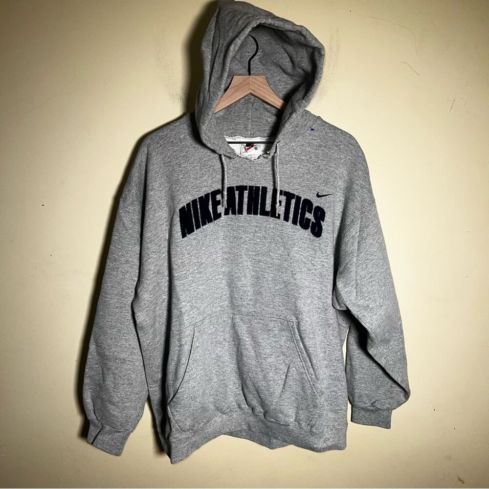 VNTG NIKE Embroidered felt letter 90s hoodie XL - Picture 3 of 7
